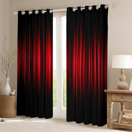 Abstract Ombre Window Curtains, Red Black Blackout Curtain, Room Decor Red Ombre Darkening Drapes, Modern Gradient Contemporary Window Treatments - Color: Abstract Ombre, Size: 42x63