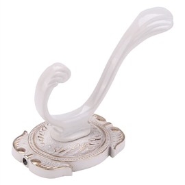 Fdit Bathroom Retro Zinc Alloy Wall Mounted Hooks Towel Clothes Coat Hat Door Hooks Wall Mounted Coat Hanger(Ivory White)