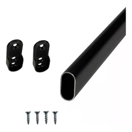 Herrajes Guerrero Tubo Para Closet Ovalado 1.20mts Cromado + 2 Bridas