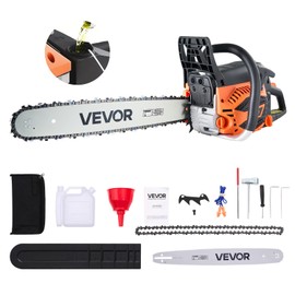 VEVOR 20inch 62CC Gas Powered Chainsaw, 3.8 HP 2 Stroke Engine Gas Power Chainsaws with Non-Slip Handle, Gas Chainsaws with Dual Fuel Tanks, For Wood Cutting, Tree Trimming, and Land Clearing