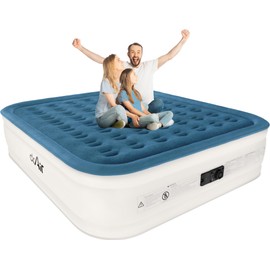 Dr. air King Air Mattress, 18” Raised Inflatable Bed with Built-in Pump, Waterproof Velvety Top, Ergonomic Design, Reinforced Support, and Carry Bag for Home, Camping, and Guests
