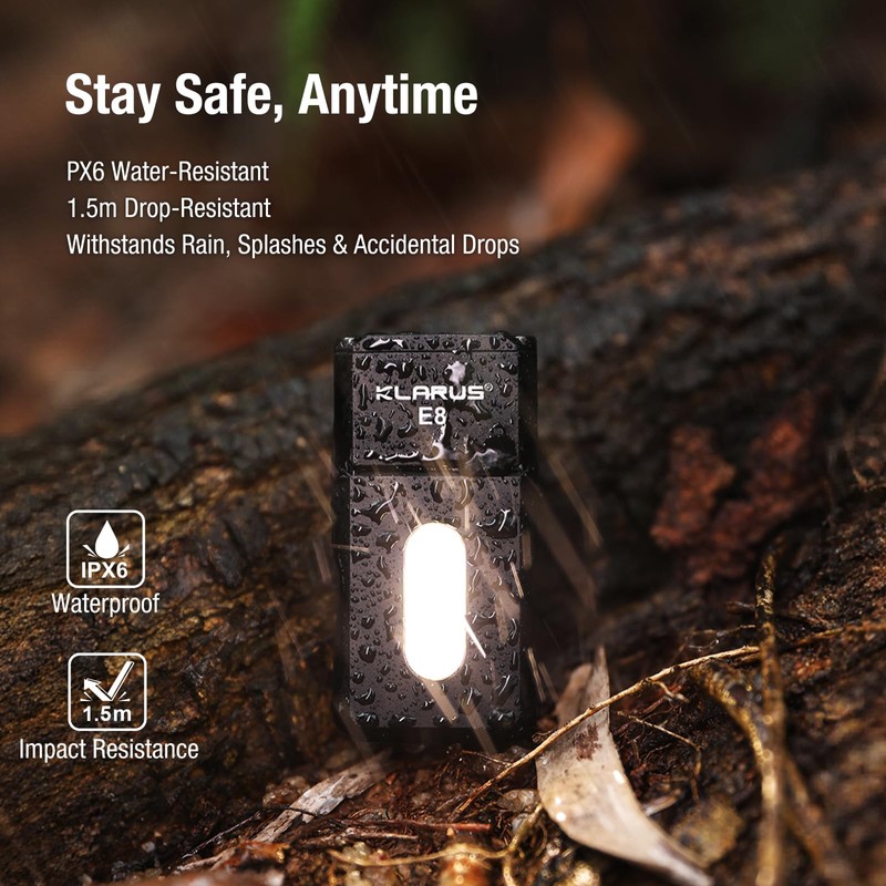 Klarus E8 180° Swivel Head & Triple-Light Pocket Flashlight -