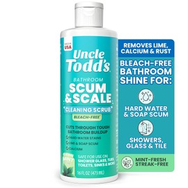 Uncle Todd's 16 oz Heavy Duty Hard Water Stain Remover & Soap Scum Remover for Shower - All Purpose Bathroom Cleaner Works on Glass Doors, Tiles, Bathtub, Toilet & Sink - Bleach-Free Mint Paste