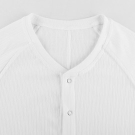 GYMAPE Mens Long Sleeve Onesie Henley Jumpsuit Pajamas Comfortable Stretchy Cotton One Piece Garment White XL