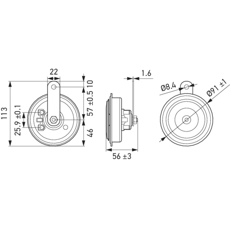 HELLA 011225871 Black 92mm 12V BX Disc Horn Kit (Universal