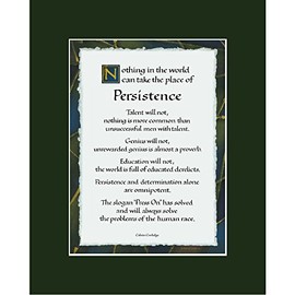 Ink Monkey Press Persistence Quote - Calvin Coolidge 8x10 Dark Green Mat