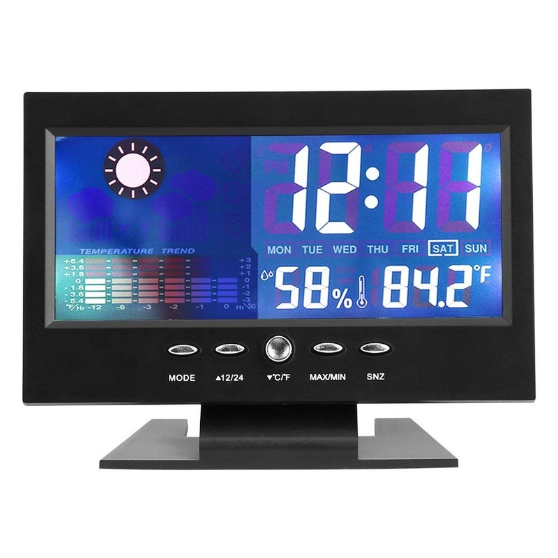 TMISHION Digital Weather Forecast Clock with Large LCD Humidity, Temperature,