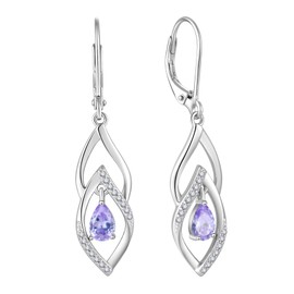 Raymard Infinity Leverback Earrings for Women, 925 Sterling Silver Teardrop Birthstone Earrings, Dangle Drop Jewelry for Women-created alexandrite