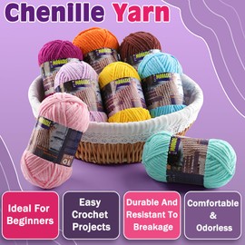 3 hilos de chenilla para ganchillo – hilo de manta gruesa para tejer a mano, hilo de terciopelo para ganchillo Amigurumi, hilos suaves esponjosos, peso 300 g/10.59 oz, longitud 360 m/393.6 yardas