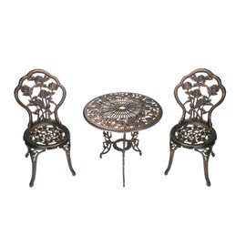 Oakland Living 3-Piece Rose Bistro Set with 23.5-Inch Cast aluminum Top Table