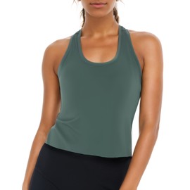 Cathie Moochie Racerback Workout Tank Tops for Women Sleeveless Gym Tops Active Yoga Running Shirts (Forest Green, Large)