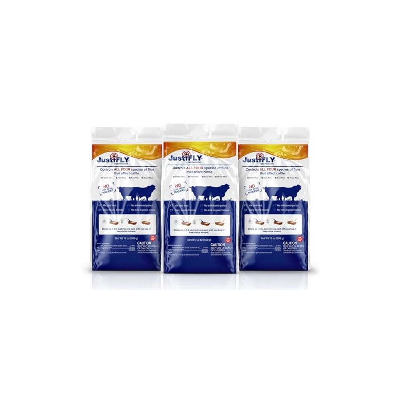Champion USA JustiFLY Feedthrough Cattle Fly Control | Non-Toxic Larvicide.