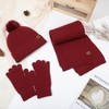 Womens Beanie Hat Scarf Gloves Set, Fleece Lined Warm Winter