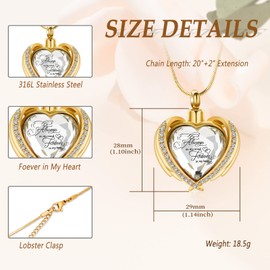Minicremation Cremation Jewelry for Ashes Pendant - Crystal Heart Urn Necklace with Mini Keepsake Urn Memorial Ash Jewelry