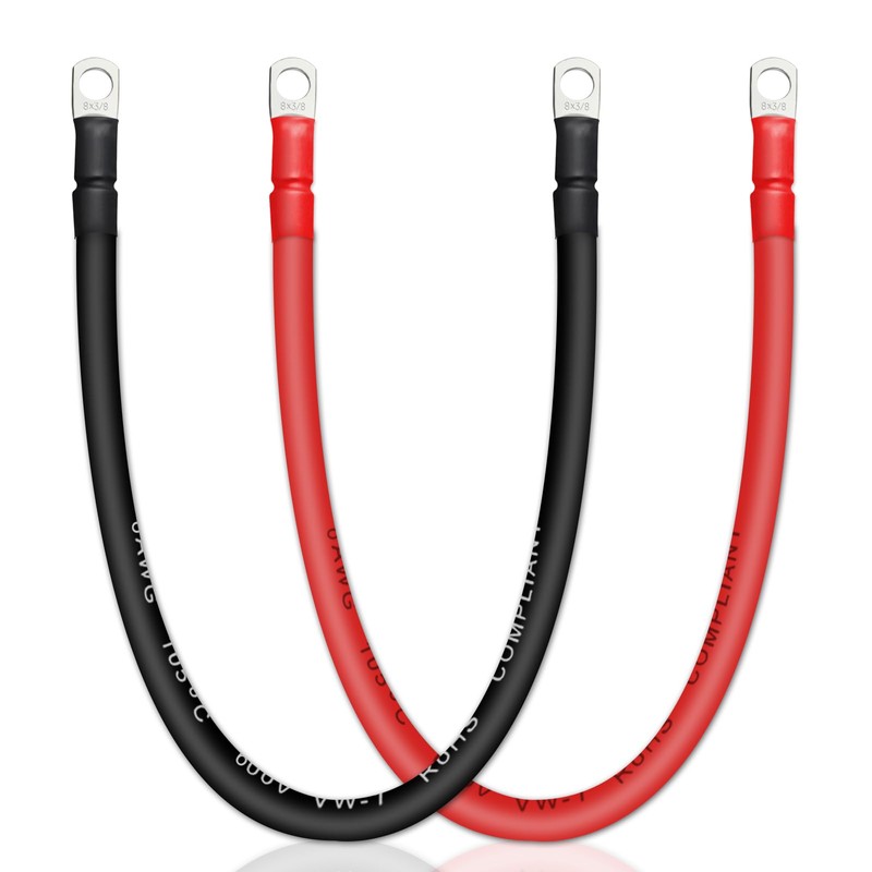 ZONBANG 8 AWG Battery Cable with 3/8 inch Terminals, Copper