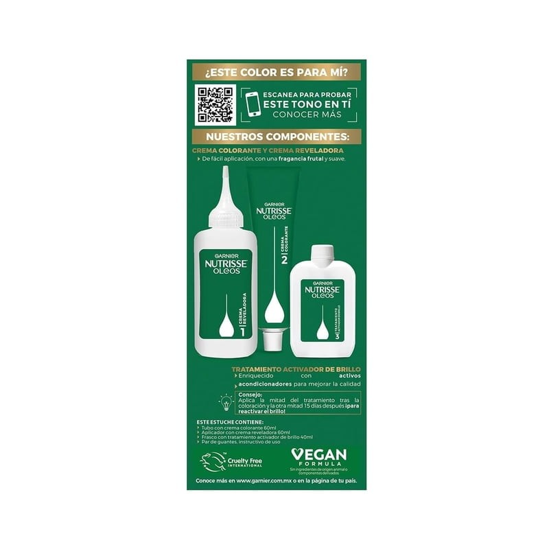 Tinte para cabello Nutrisse Oleos sin amoniaco 5.5 castaño claro