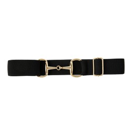Bhsuioa - Cinturón elástico ecuestre para mujer, cinturón de equitación con broche de presión y hebilla de vuelco ajustable, 11-black (Gold Bit Buckle), 22"-46"
