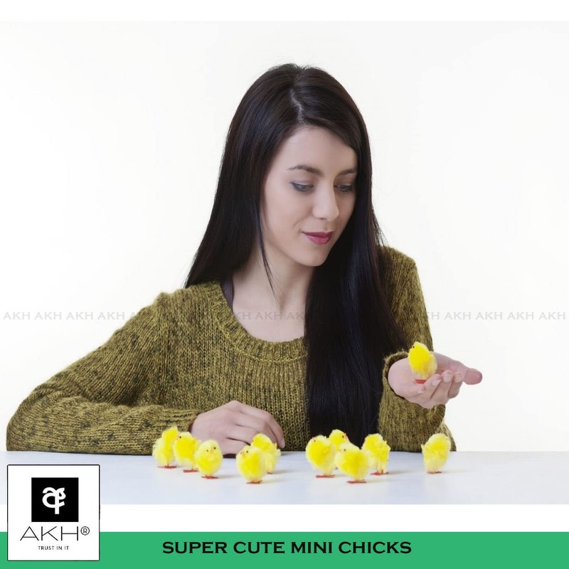AKH® Chenille Yellow Chicks | 12 Pcs Easter Chicks |