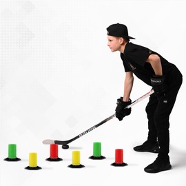 ACE HOCKEY The Snake Trainer - Lightweight Stickhandling Training Tool - Hockey Training Equipment for Puck Control, Reaction Time and Coordination - Portable, Durable and Adjustable (Drill Cones, 1)