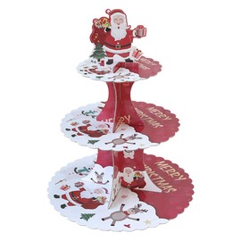 Christmas Cupcake Stand 3 Tier Cardboard Cupcake Stand Holder Christmas Party Festival Desserts Chrismas Theme Party Birthday Supplies Santa Claus Christmas Snowman Decorations