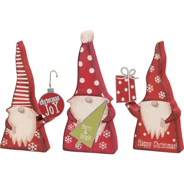 Primitives By Kathy Set of 3 Red & White Christmas