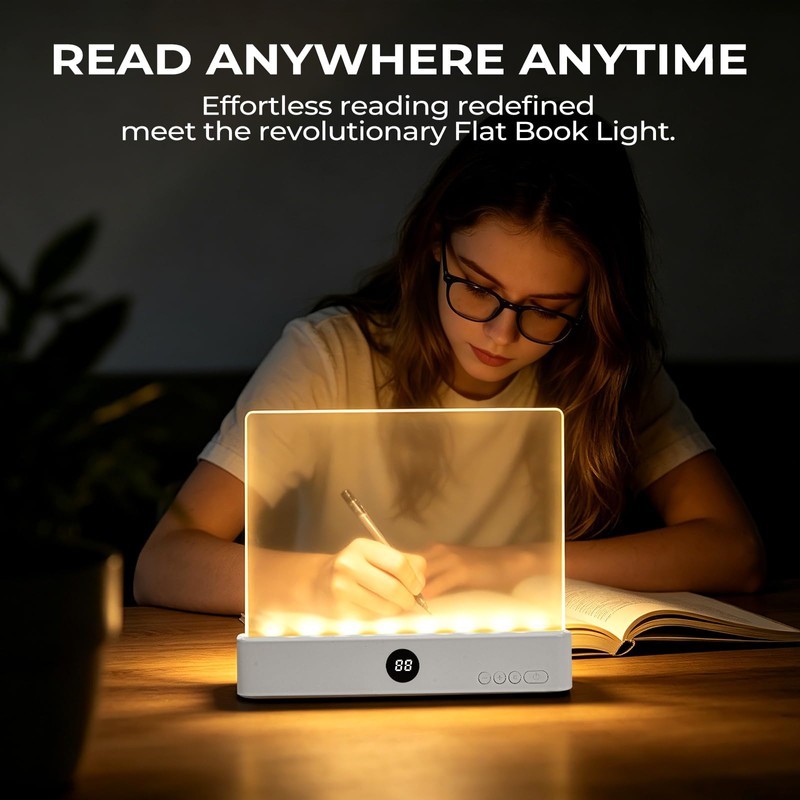 Book Light, Led Reading Book Light Page Rechargeable, Lumalit Flat