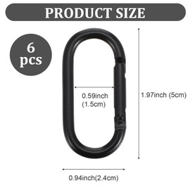 6Pcs Oval Spring Ring Clips Spring O Ring Clip for Purse Strap, Black Buckle Clasp Metal Oval Carabiner Snap Clip Circle Carabiner Clips for Keychains, Handbags, Backpacks, Purse, Keys, Bag Strap