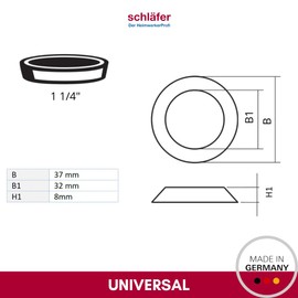 Schläfer | 189510 - Siphon Seals for Kitchen Sink, Sink, Hydraulic Seals Set Rubber Cone Seals 1 1/4 Inch Diameter 40 mm for Canotti, Drain Pipe, Siphons. Pack of 3
