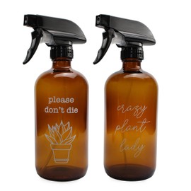 Darware Crazy Plant Lady Spray Bottle Set (Set of 2); 16oz Amber Glass Spray Bottles Gardening Gift
