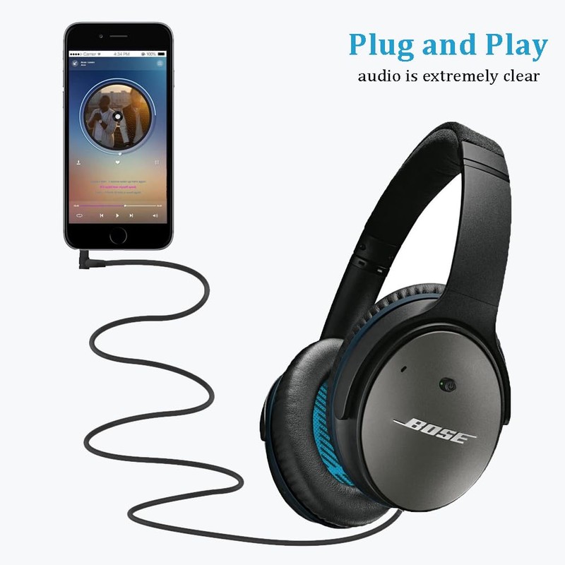 QC35/QC25 Replacement Cord 2.5mm to 3.5mm Cable with Reusable Cable
