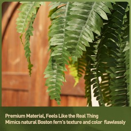 Artificial Boston Ferns 48" UV Resistant Faux Ferns With 39 Fronds for Outdoors - Large Fake Plants for Home, Garden, Front Porch and Hanging Decor - Lifelike Greenery for Indoor Spaces,4pcs VN141