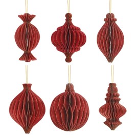 Pack of 6 Reusable Christmas Honeycomb Balls for Hanging Paper Christmas Decoration Ornaments Decoration Honeycomb Hanging Decoration for Christmas Pendants Christmas Tree Decoration Christmas Tree