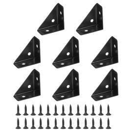 PATIKIL Corner Braces 1.5 x 1.5 Inch, 6 Pieces Triangle Shelf Bracket Joint Right Angle Bracket Cold Rolled Steel Braces Joining Support with Screws for Desk Bed Edge, Black