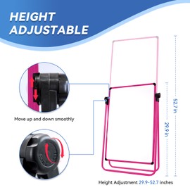 Betorcy Magnetic Whiteboard with Stand - 28"x20" Double Sided Dry Erase Board, Height Adjustable Flipchart Easel, Portable Foldable U Standing White Board for Classroom Home School Office, Pink