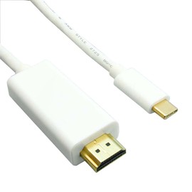 CableWholesale USB C to HDMI Video Cable for Home Office 4K@30Hz, USB Type C to HDMI Cable for MacBook, Android Tablet, Galaxy, PC, 3ft, White, Type C to HDMI 4K Adapter