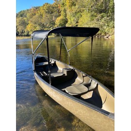 Cypress Rowe Outfitters Extra Large Black Canoe/Kayak Sun Shade/Canopy Bimini Top - Perfect Umbrella for Kayaking, Canoeing, Fishing Awning to Block UV & Heat Rays and Rain Protection