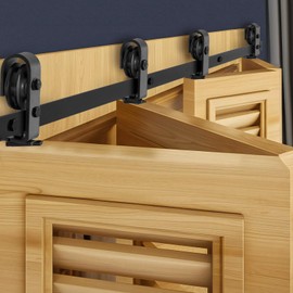 VEVOR 64" Bi-Folding Sliding Barn Door Hardware Track Kit, Bifold Sliding Door Hardware, Slide Smoothly Quietly, Heavy Duty, Easy to Install, for Four 15" Closet Pantry Laundry Barn Doors [No Door]