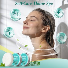 Shower Steamers Aromatherapy 15 Pack, Eucalyptus & Mint Shower Bombs with Natural Essential Oils, Boo Basket Stocking Stuffers Gifts for Women Men, Relaxation Quick Sinus Relief Nasal Congestion