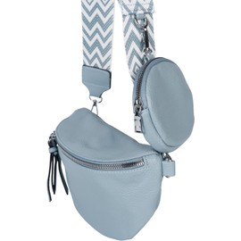 styleBREAKER 02012396 Women’s Half Moon Crossbody Shoulder Bag Set, 2 Pieces, Shoulder Strap with Zigzag Diamond Pattern, lightblue