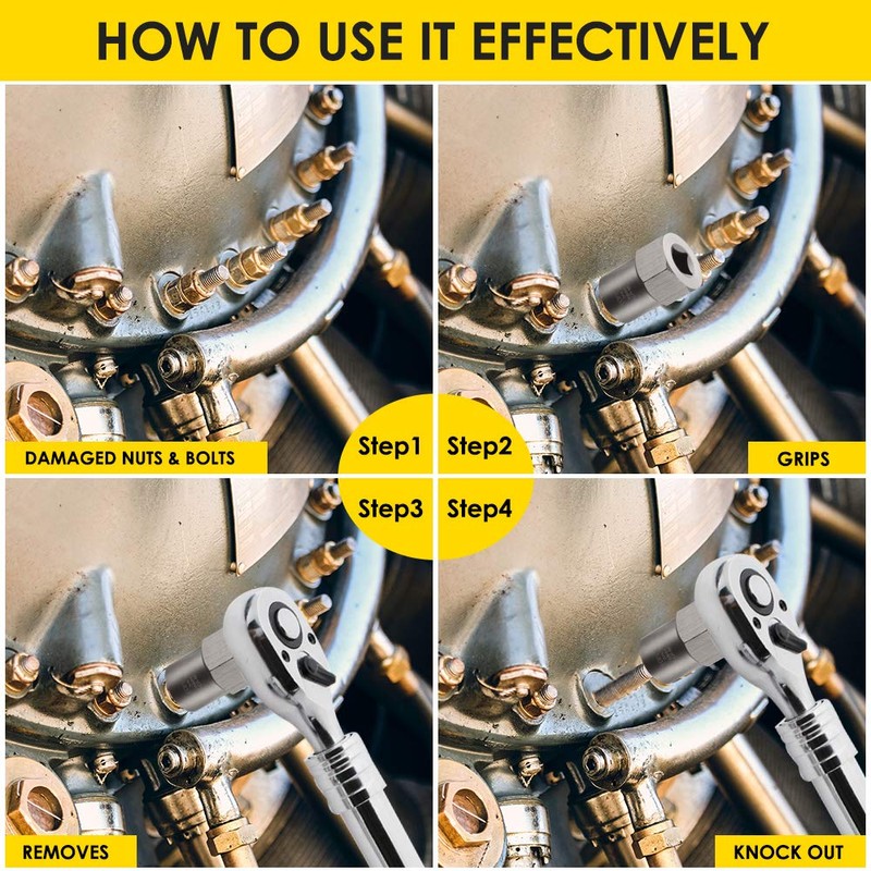 Topec 5-Piece Heavy Duty Bolt Remover Set, 1/2" Drive Impact