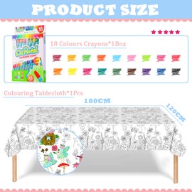 Kids Giant Spring Flower Butterfly Coloring Poster with 18 Paint Pens,47x71inch Colouring Table Cover Jumbo Coloring Tablecloth for Kids Spring Theme Party Supplies Birthday Crafts Gift Doodle Art