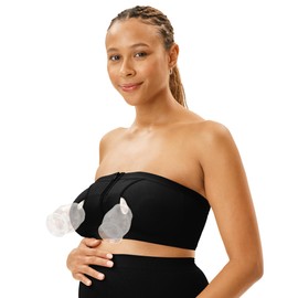 Motherhood Maternity Strap, Breast Bra for Breastfeeding Women, Hands Free Pumping Bustier, Core Black