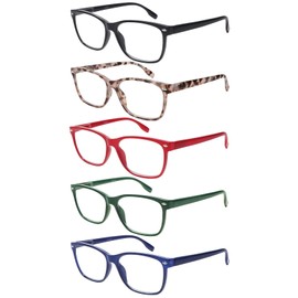 COJWIS 5 Pack Reading Glasses for Women, Blue Light Blocking Fashion Spring Hinge Readers-Anti Eyestrain Flexible Lightweight Readers (Mix 5C,3.5x)