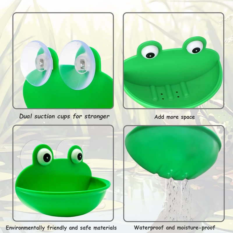 OWMOSYX Frog Habitat with Suction Cup, 2 Pcs Cute Fish