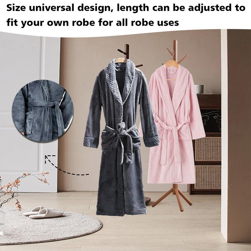 INCAUCA Black Robe Belt Replacement, Thick Flannel Robe Tie, 170