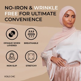 VOILE CHIC Premium Chiffon Hijab Scarf For Women Wrap Head Scarf (Non-Slip) (Pink Taupe)
