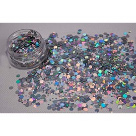 Chunky Mixed Body & Festival Glitter in 60 Colours 100gm 50gm & Sample Bags (CG-14 Silver Holographic) (Sample Bag)