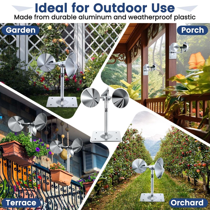4 Pack Reflective Spinning Bird Deterrent, Wind Powered Aluminum Bird