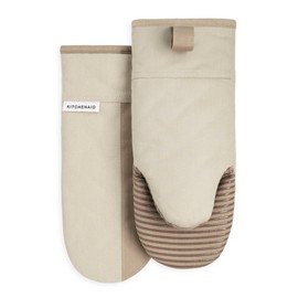 KitchenAid KitchenAid Beacon Two-Tone Non-Slip Oven Mitt Set, Milkshake/Beige, 5.75"x13", 2 Piece