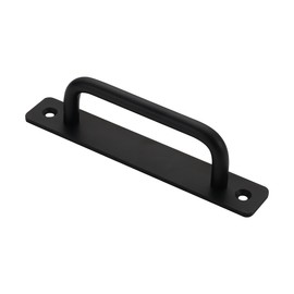 Alzassbg 6 Pack Matt Black Cabinet Pulls, 5 Inch(128mm) Hole Centers Cabinet Handles with Base Plate Kitchen Hardware for Cabinets and Drawers AL3048MB